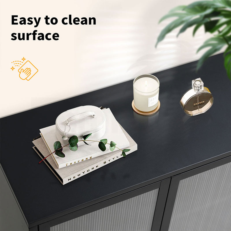 Familand Steel Buffet Sideboard in Black