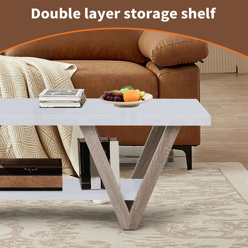 Familand 120cm Wooden Coffee Table in White