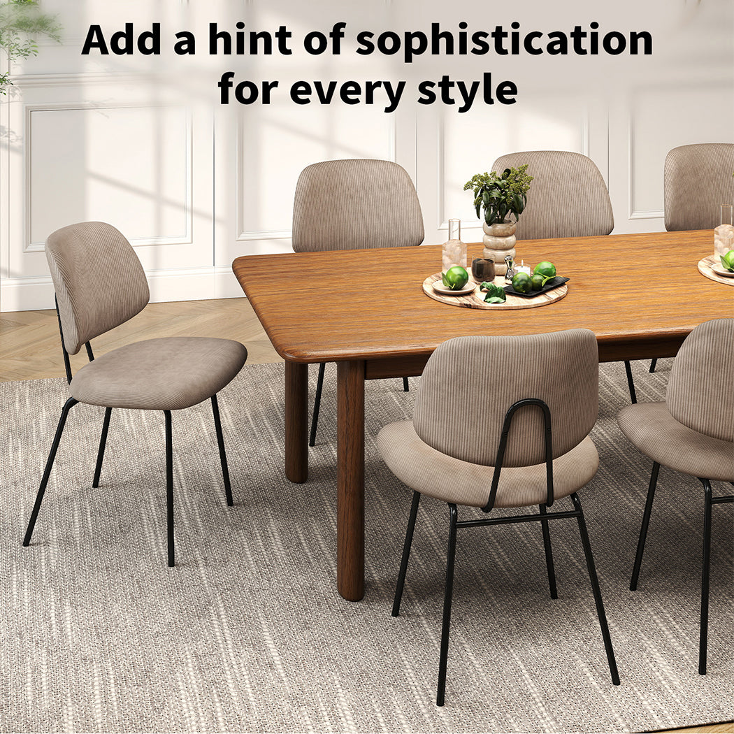 Familand Corduroy Dining Chairs Set Of 2 in Khaki