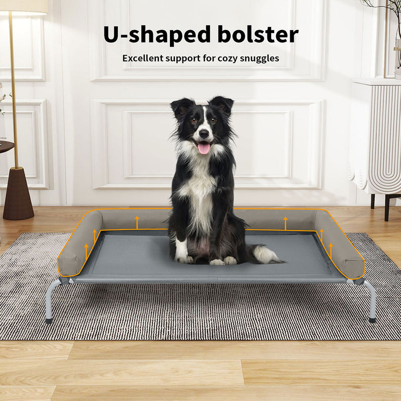 Tedi's Pet Elevated Dog Bed with Removable Bolsters