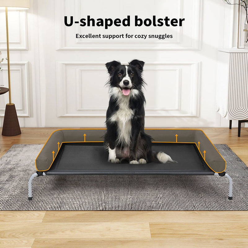 Tedi's Pet Elevated Dog Bed with Removable Bolsters