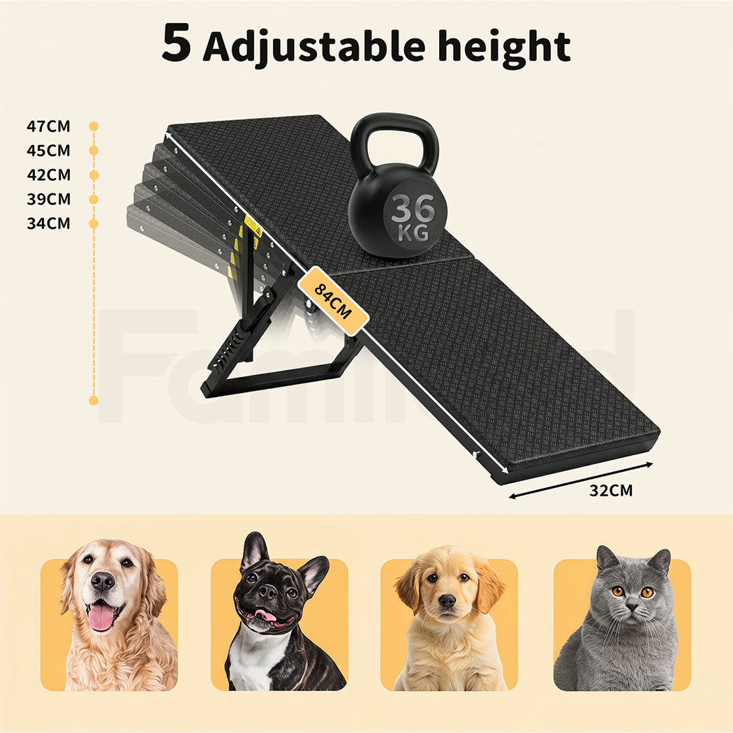 Tedi's Adjustable Height Dog Stairs For Height Bed Couch Metal Frame