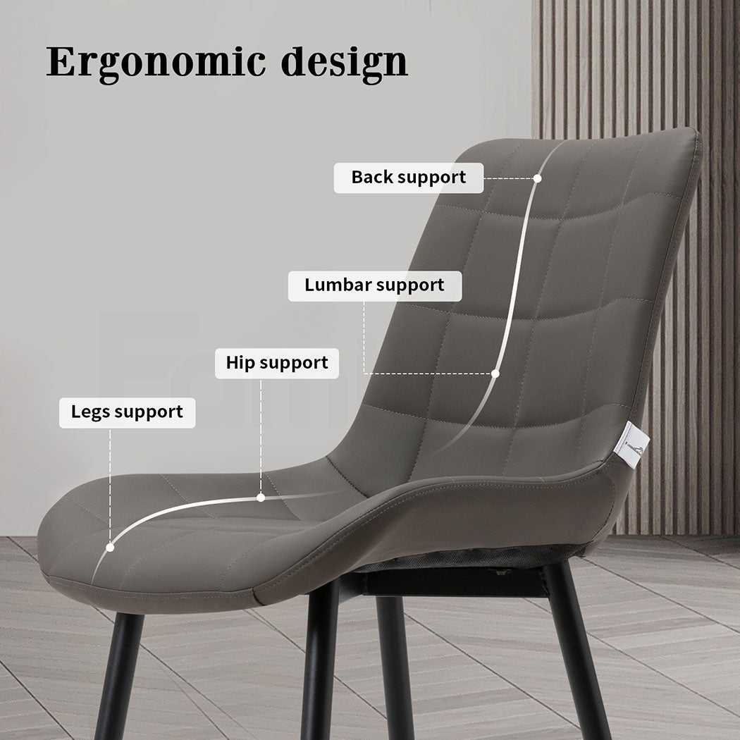 Familand Faux Leather Dining Chairs Set Of 4 in Grey