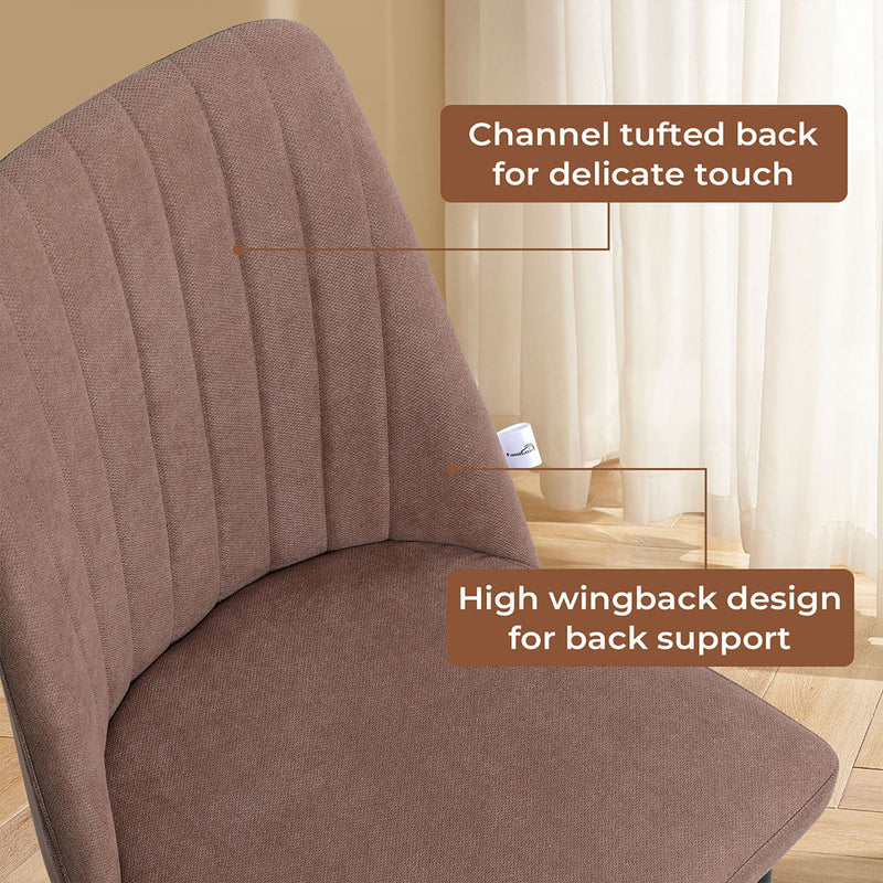 Familand Linen Dining Chairs Set Of 2 in Brown