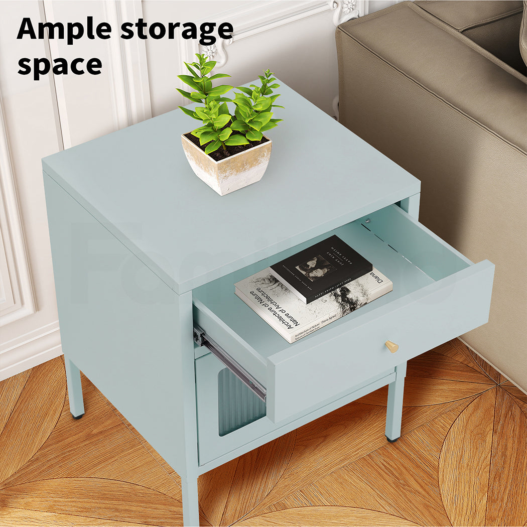 Familand Steel End Side Table Night Stand Bedside Tables in Mint Green