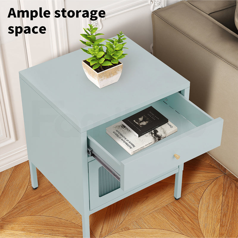 Familand Steel End Side Table Night Stand Bedside Tables in Mint Green