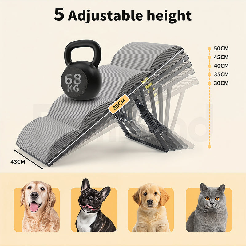 Tedi's Adjustable Height Foam Dog Stairs For Height Bed Couch Metal Frame