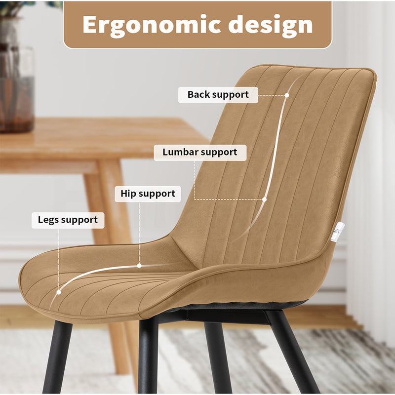 Familand Faux Leather Dining Chairs Set Of 2 in Brown