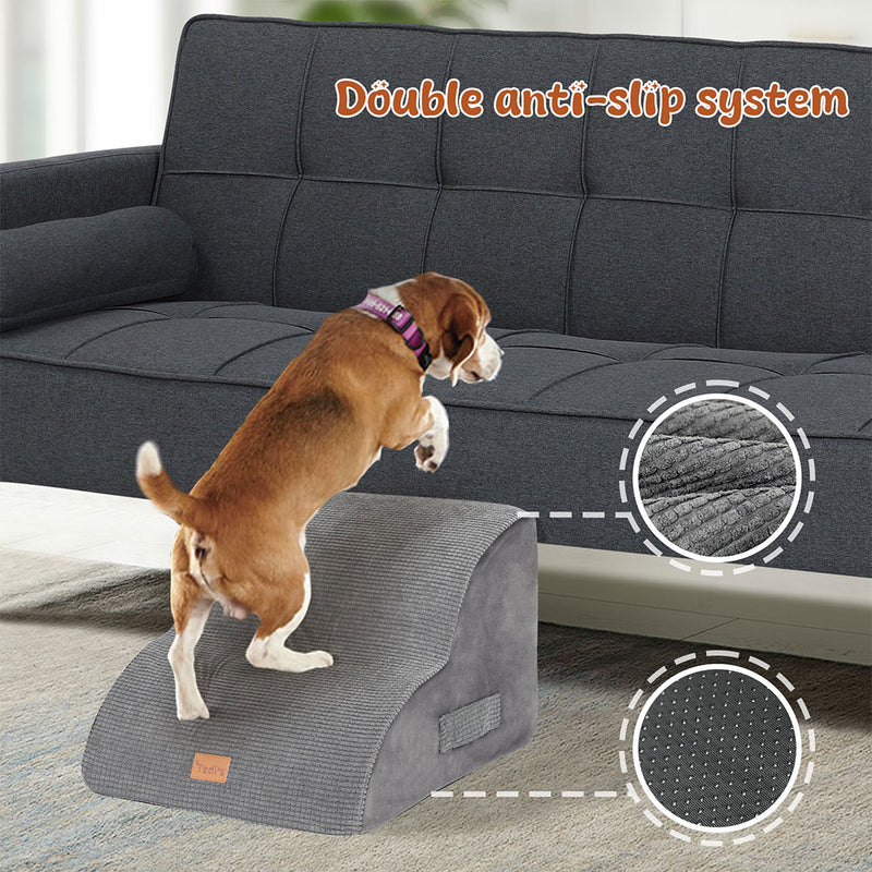 Tedi's 2 Steps Memory Foam Dog Stairs Ramp for High Bed Sofa Couch