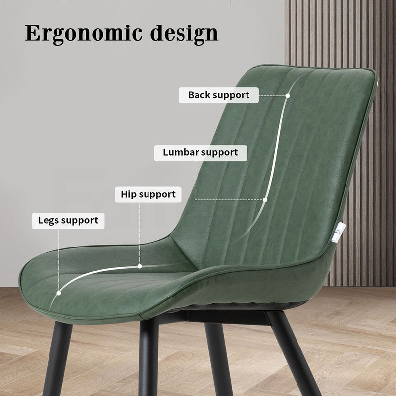 Familand Faux Leather Dining Chairs Set Of 2 in Green