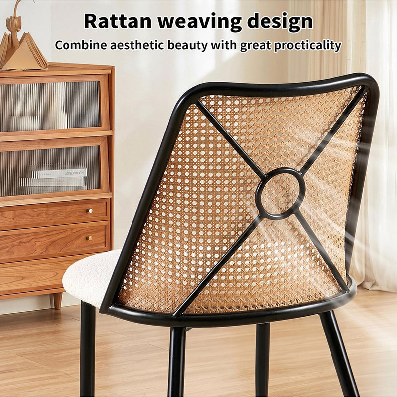 Familand Dining Chairs Set Of 2 Padded Seat Kitchen Living Room Chair With Rattan Back