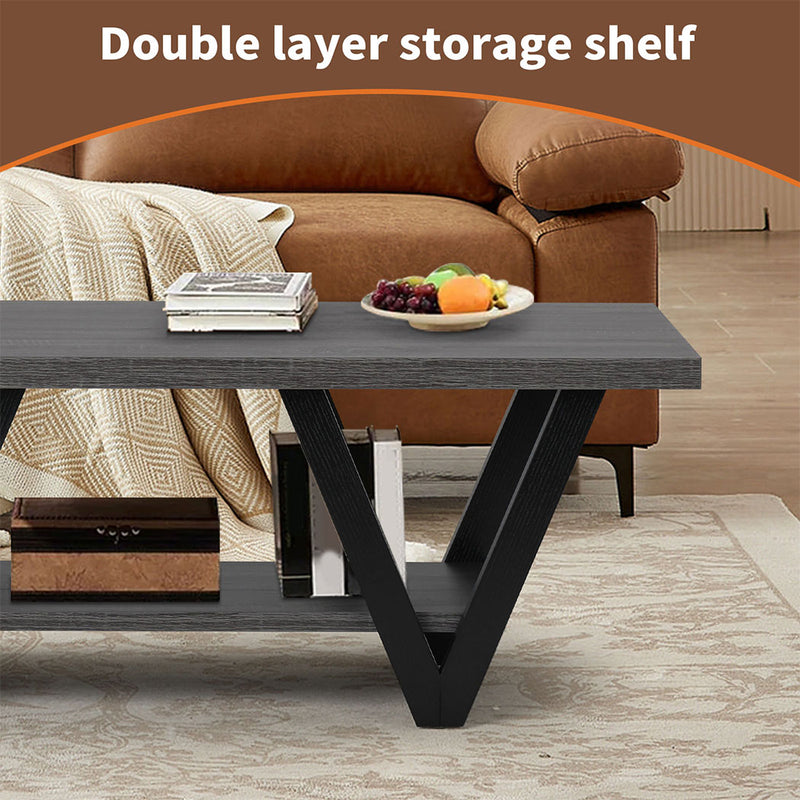 Familand 120cm Wooden Coffee Table in Dark Grey