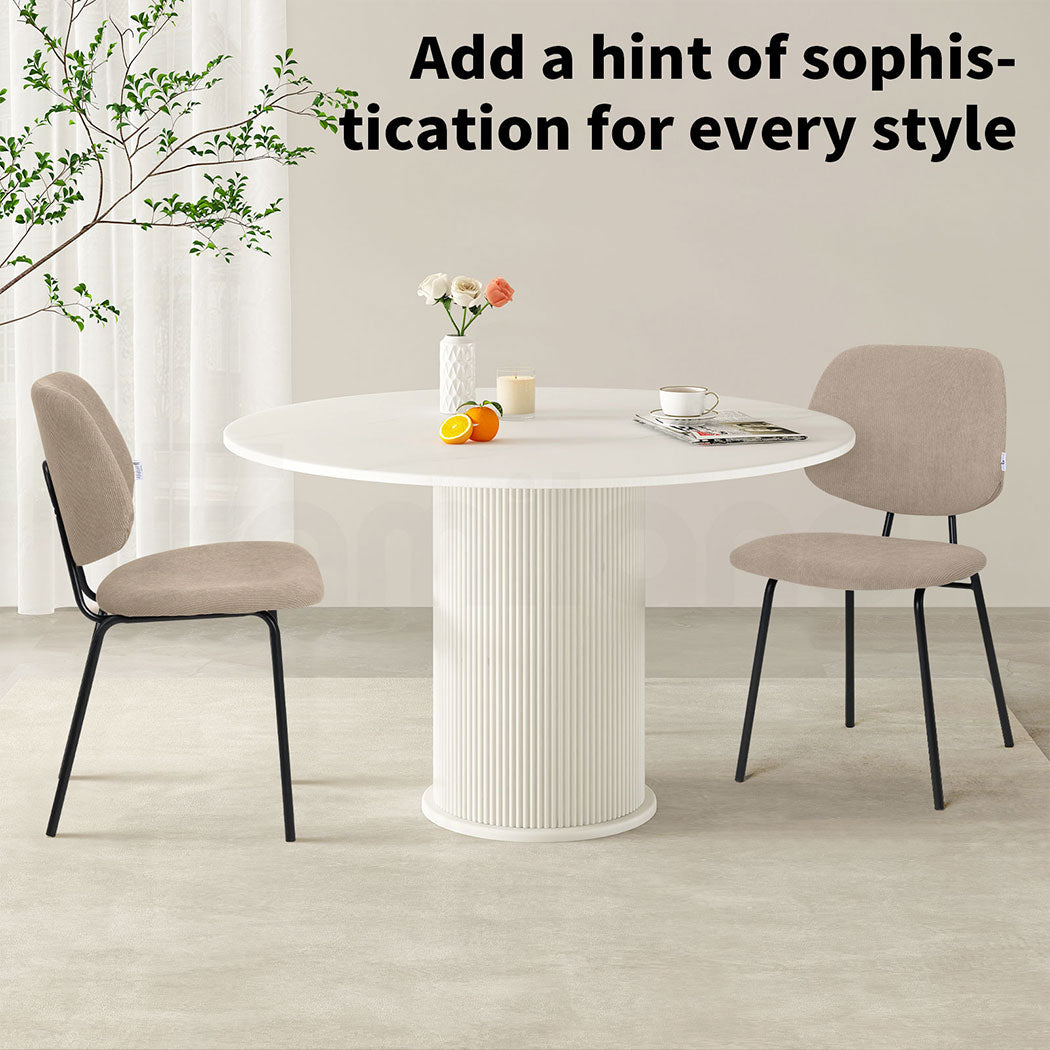 Familand Corduroy Dining Chairs Set Of 2 in Khaki