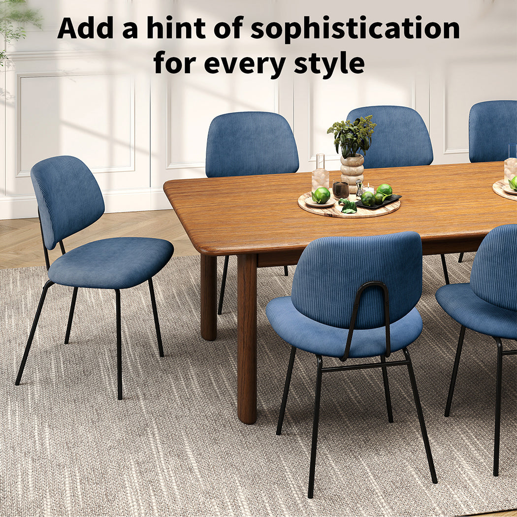 Familand Corduroy Dining Chairs Set Of 4 in Blue