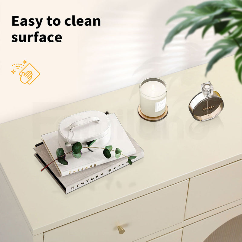 Familand Steel Buffet Sideboard with 2x Storage Drawers in Cream