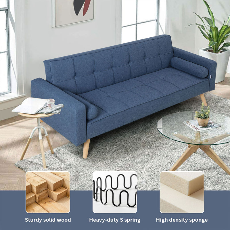Familand 3 Seater Convertible Futon Sofa Bed Blue