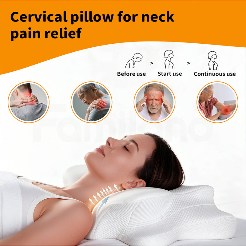 Familand Memory Foam Cervical Neck Pillow in White