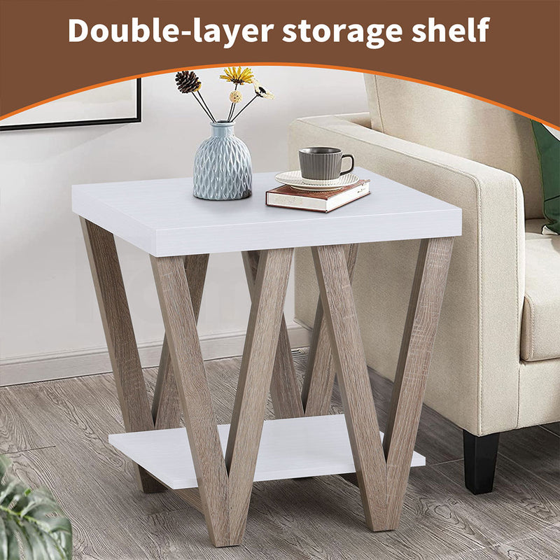 Familand End Side Table in White