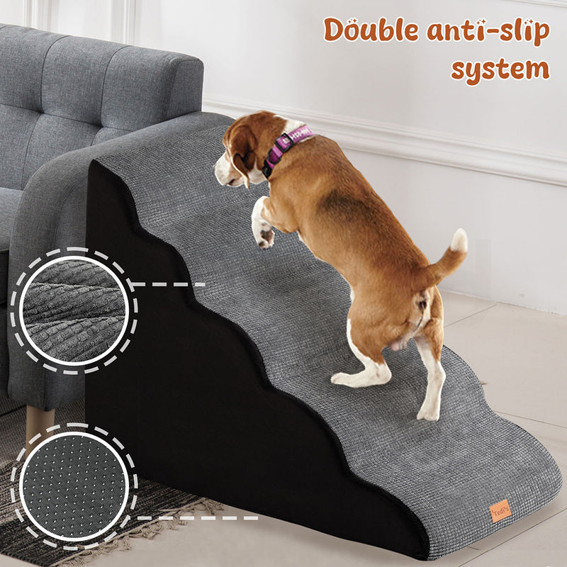 Tedi's 5 Steps Memory Foam Dog Stairs Ramp for High Bed Sofa Couch
