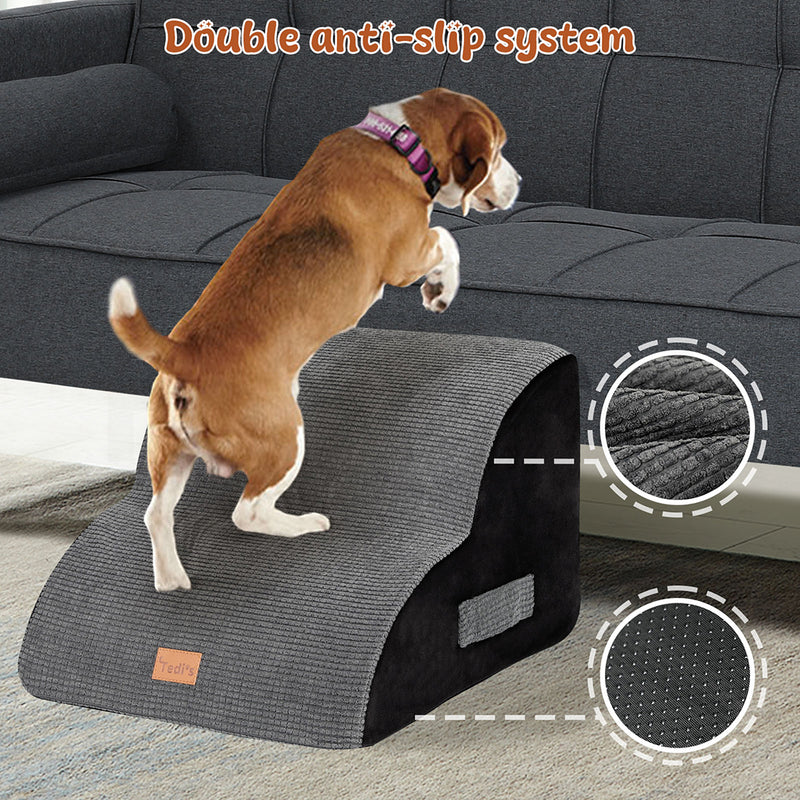 Tedi's 2 Steps Memory Foam Dog Stairs Ramp for High Bed Sofa Couch