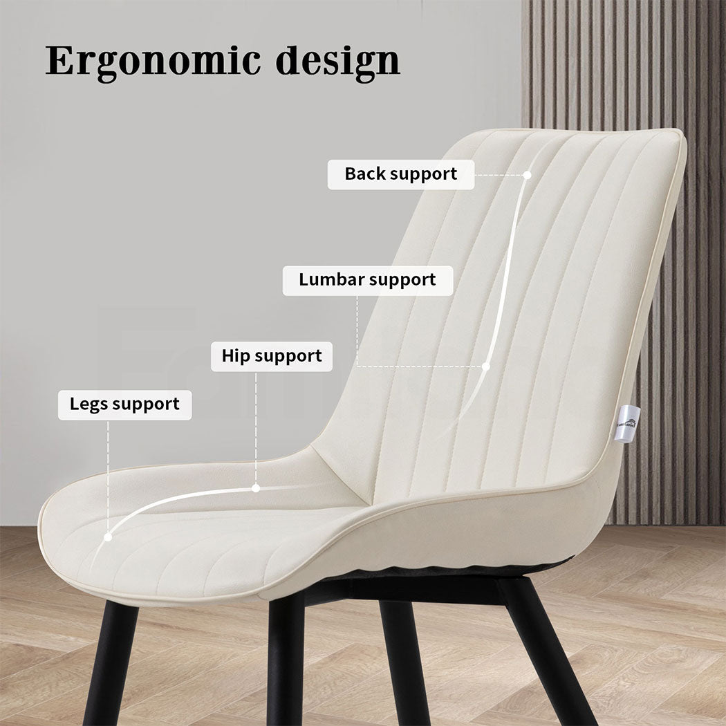 Familand Faux Leather Dining Chairs Set Of 2 in Cream