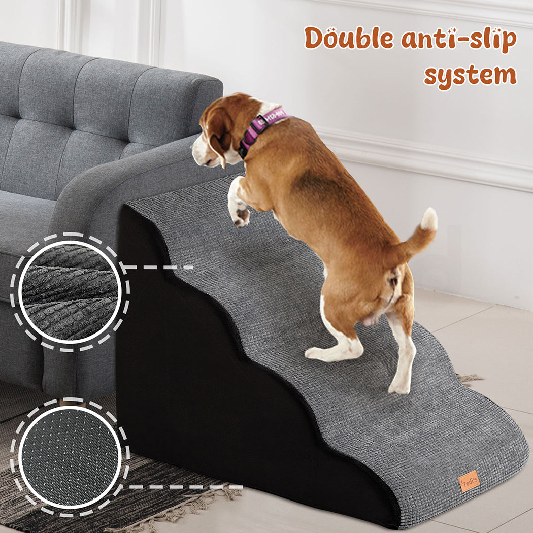 Tedi's 4 Steps Memory Foam Dog Stairs Ramp for High Bed Sofa Couch