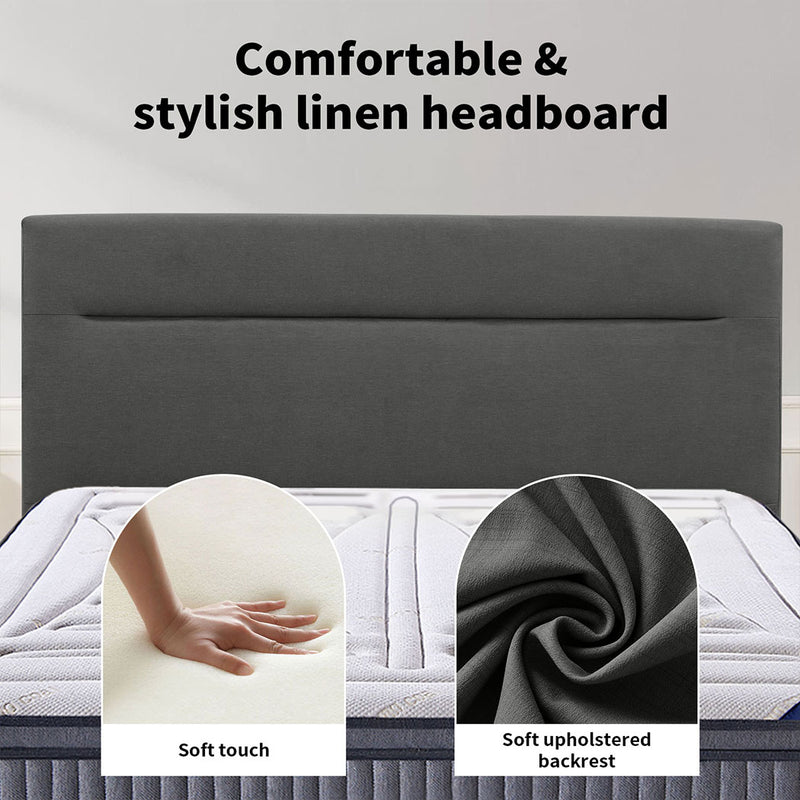 Familand Queen Size Platform Bed Frame Upholstered Headboard in Grey