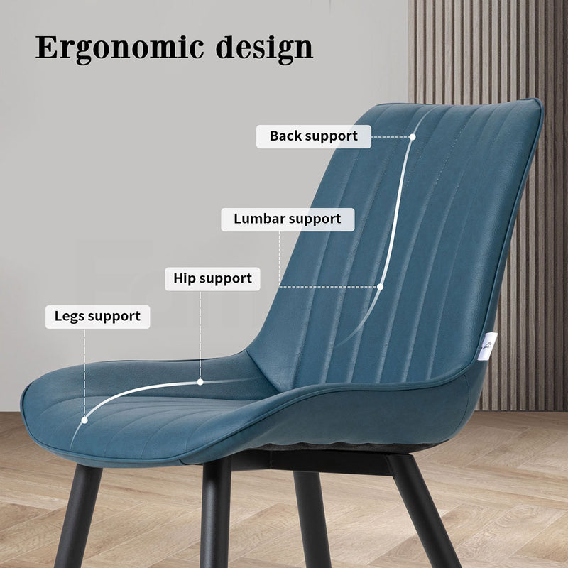 Familand Faux Leather Dining Chairs Set Of 2 in Navy