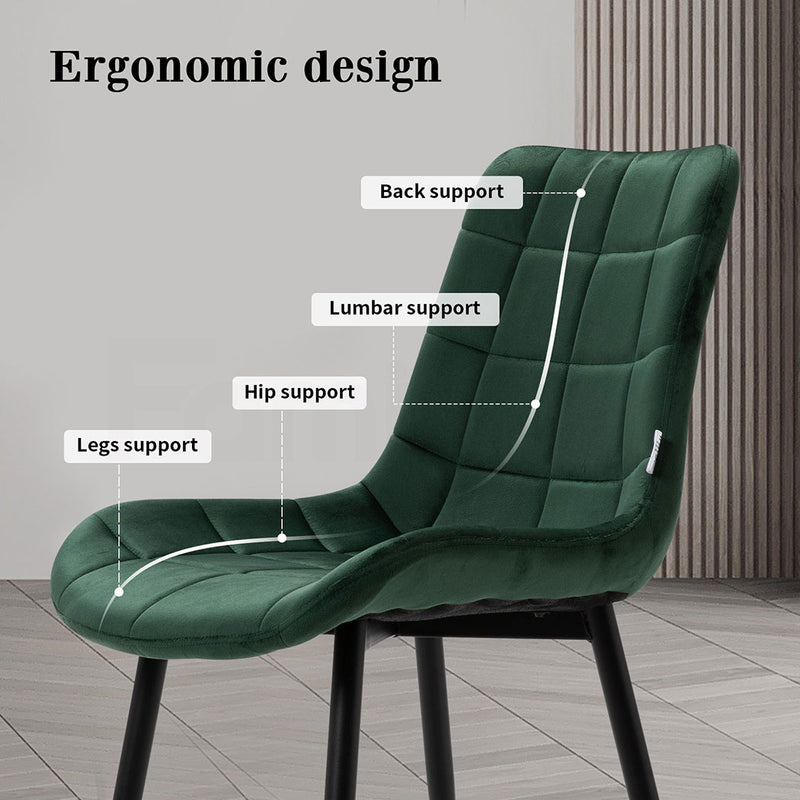 Familand Velvet Dining Chairs Set Of 4 in Green