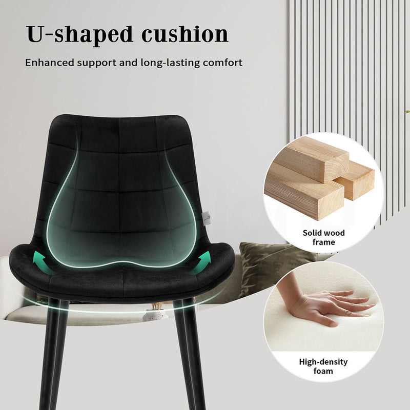 Familand Velvet Dining Chairs Set Of 4 in Black