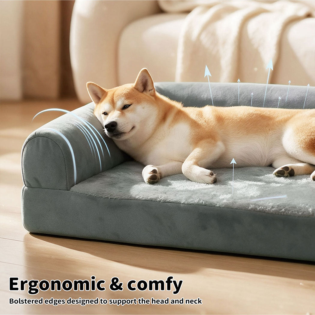 Tedi's Orthopedic Dog Bed Memory Foam Beds Removable Washable Cover Grey