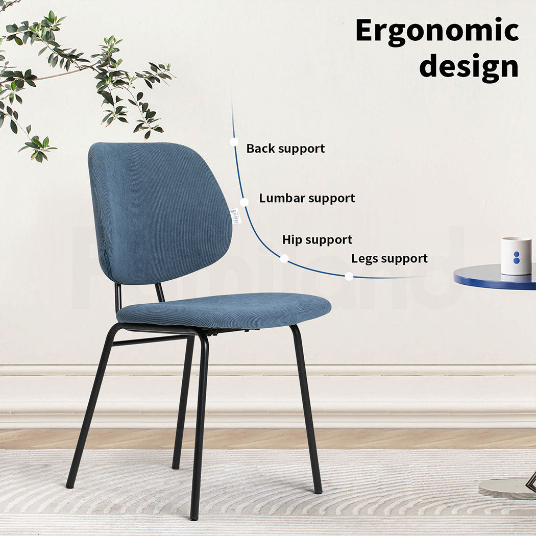 Familand Corduroy Dining Chairs Set Of 2 in Blue