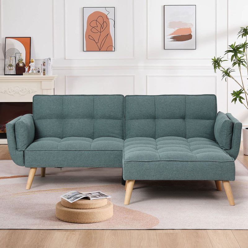 Familand 3 Seater Convertible Futon Sofa Bed with Ottoman in Green