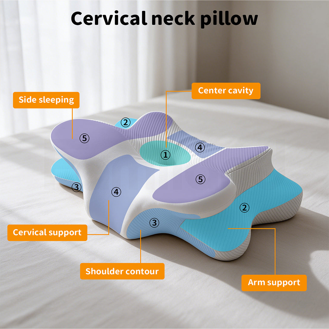 Familand Memory Foam Cervical Neck Pillow in White