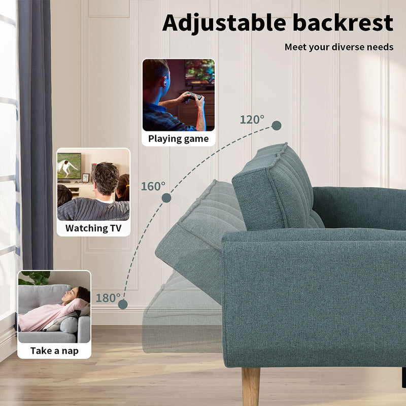 Familand 3 Seater Convertible Futon Sofa Bed in Green