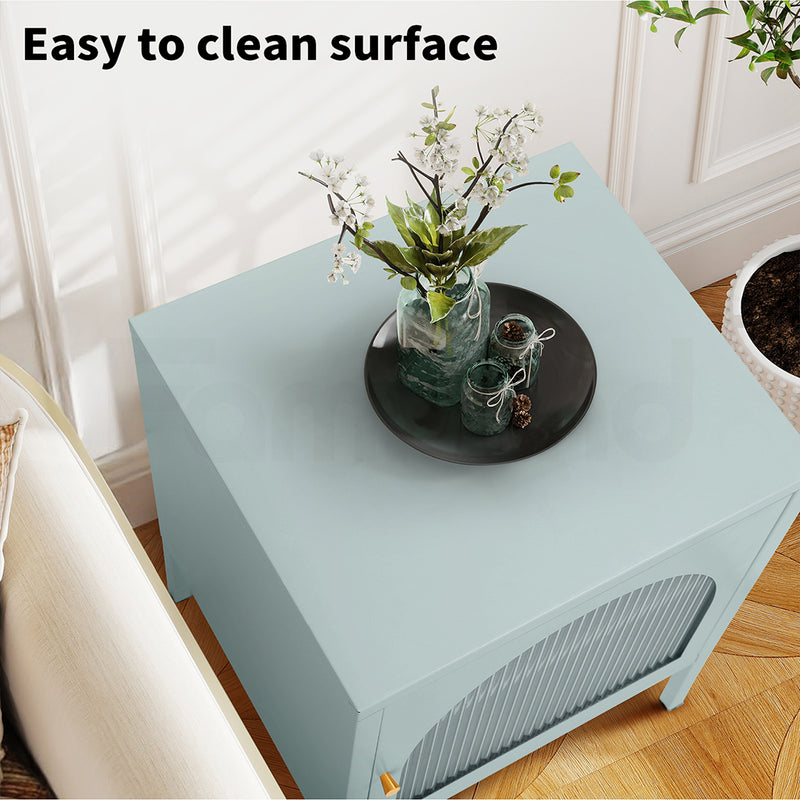 Familand Steel End Side Table Night Stand Bedside Tables in Mint Green