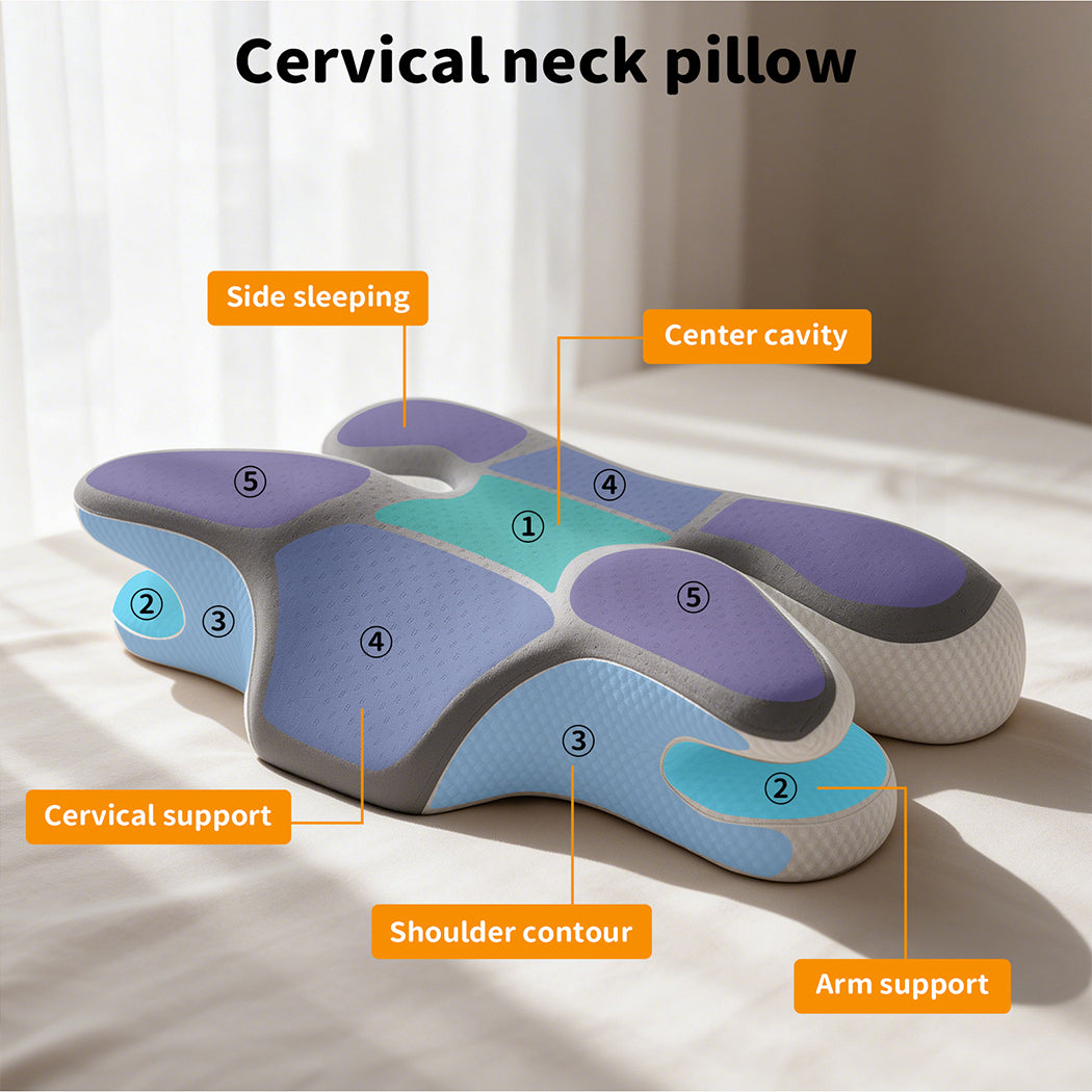Familand Cervical Neck Pillow Memory Foam Ergonomics Pillows in Grey