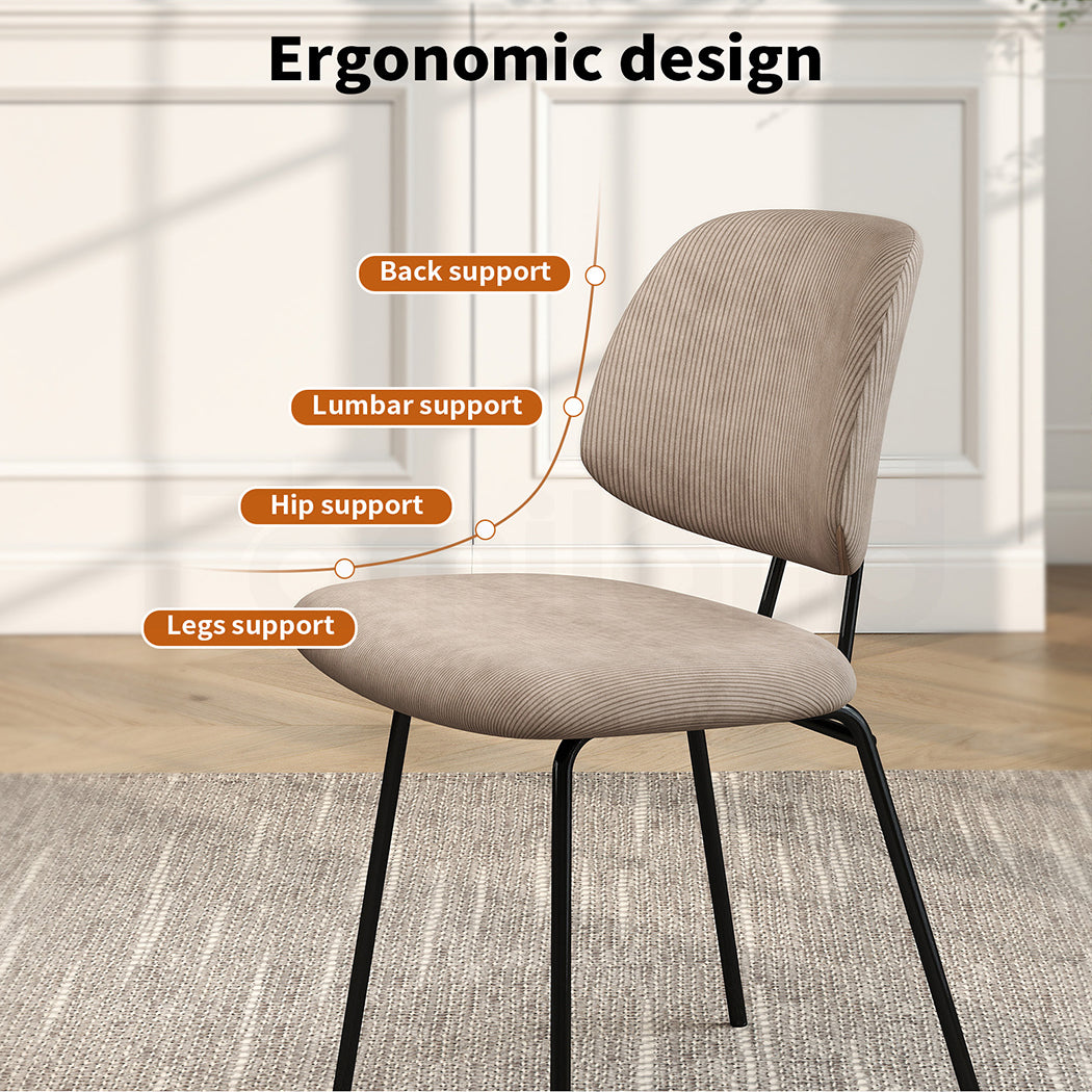 Familand Corduroy Dining Chairs Set Of 4 in Khaki