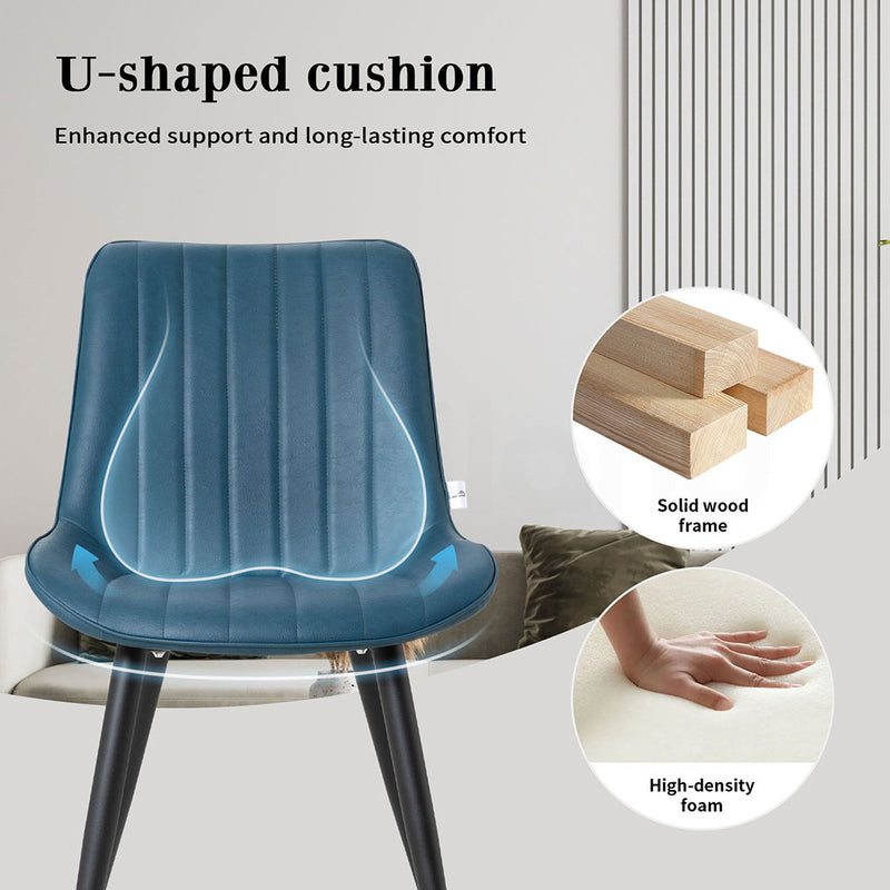 Familand Faux Leather Dining Chairs Set Of 2 in Navy