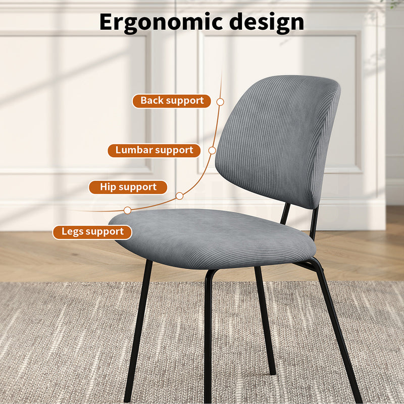 Familand Corduroy Dining Chairs Set Of 2 in Grey