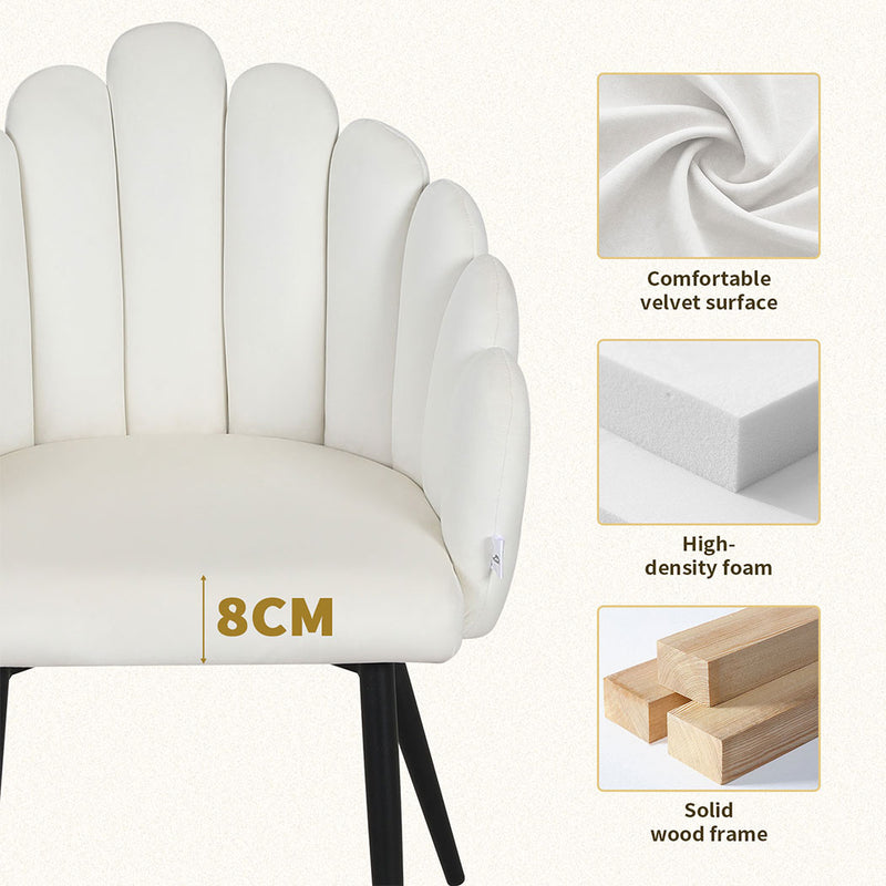 Familand Velvet Dining Chairs Set Of 2 in White