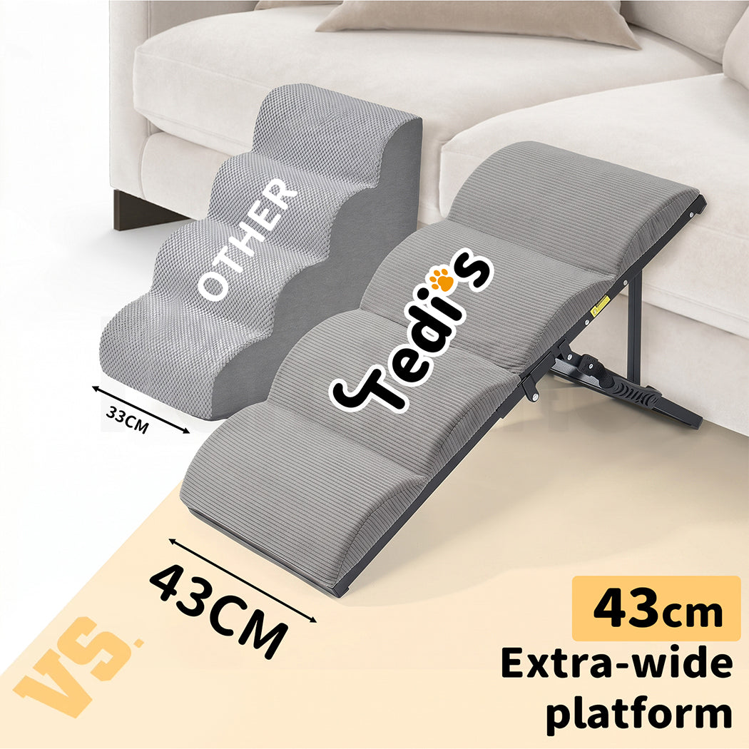 Tedi's Adjustable Height Foam Dog Stairs For Height Bed Couch Metal Frame