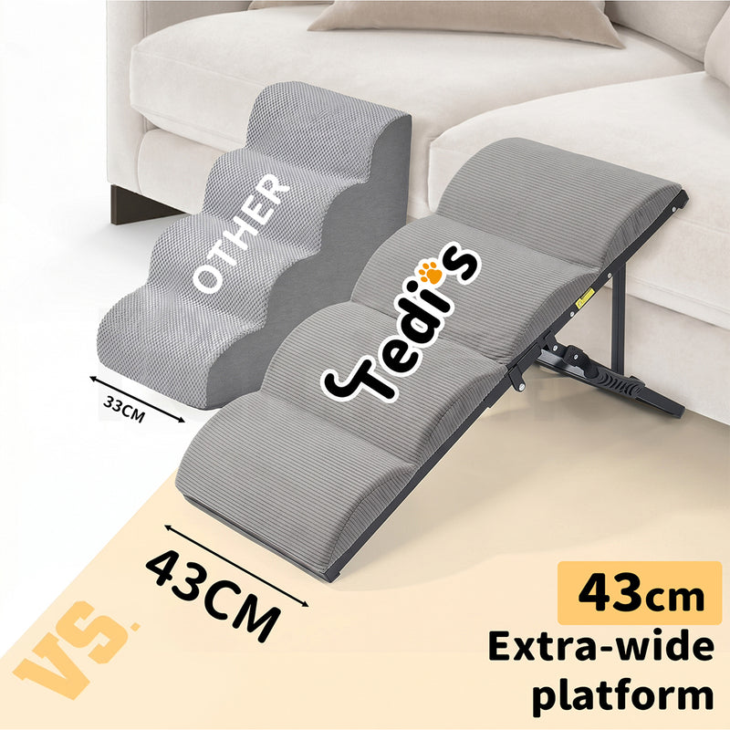 Tedi's Adjustable Height Foam Dog Stairs For Height Bed Couch Metal Frame