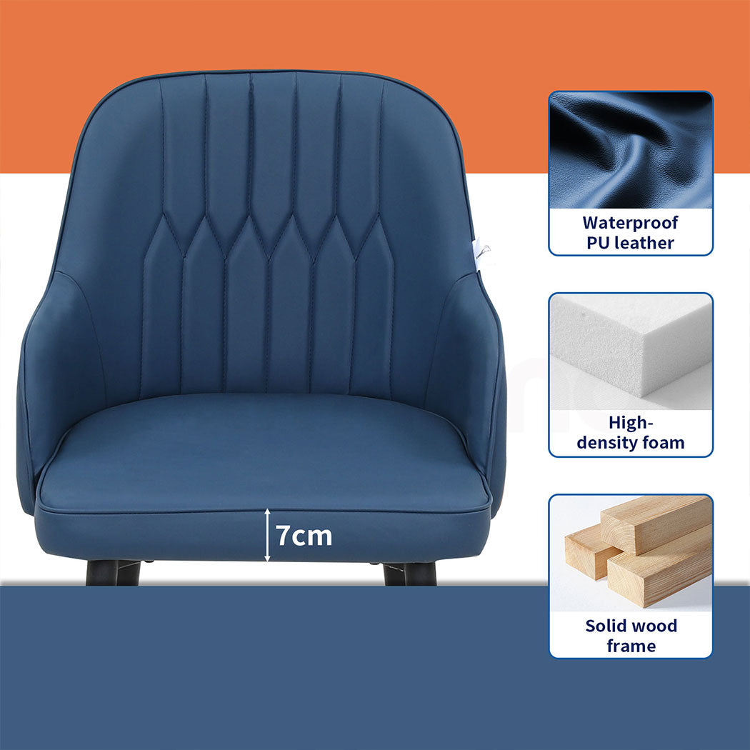 Familand Faux Leather Bar Stools Set Of 2 in Navy