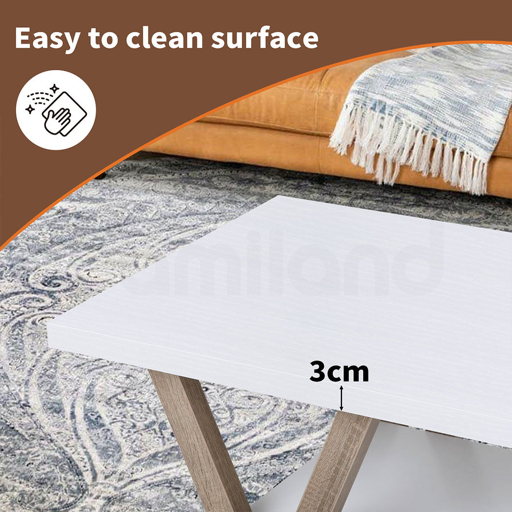 Familand 120cm Wooden Coffee Table in White