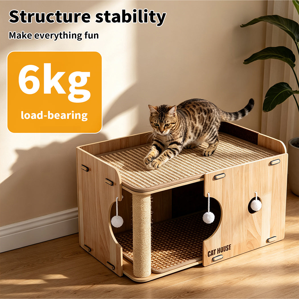 Tedi's 2-Tier Wooden Cat House