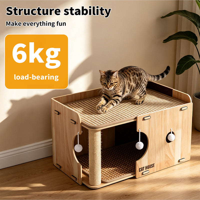 Tedi's 2-Tier Wooden Cat House