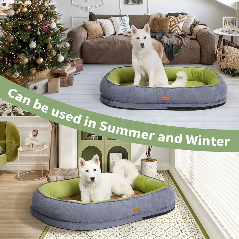 Tedi’s Orthopedic Dog Bed with Rattan Mat in Grey