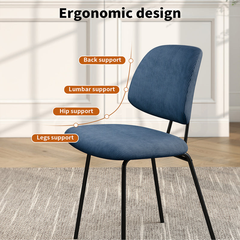 Familand Corduroy Dining Chairs Set Of 2 in Blue