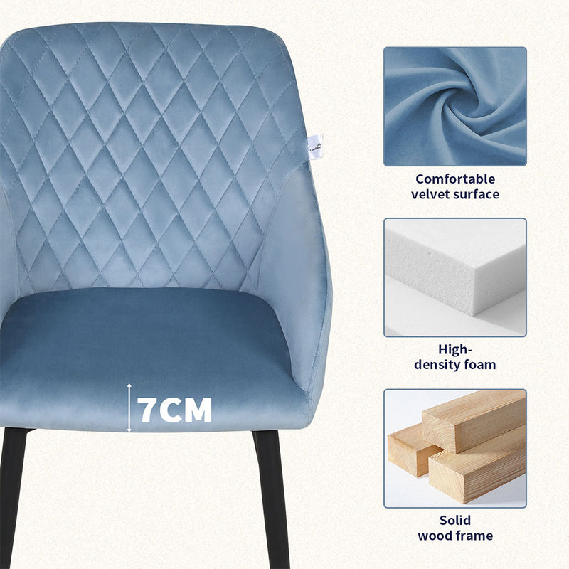 Familand Velvet Dining Chairs Set Of 2 in Blue